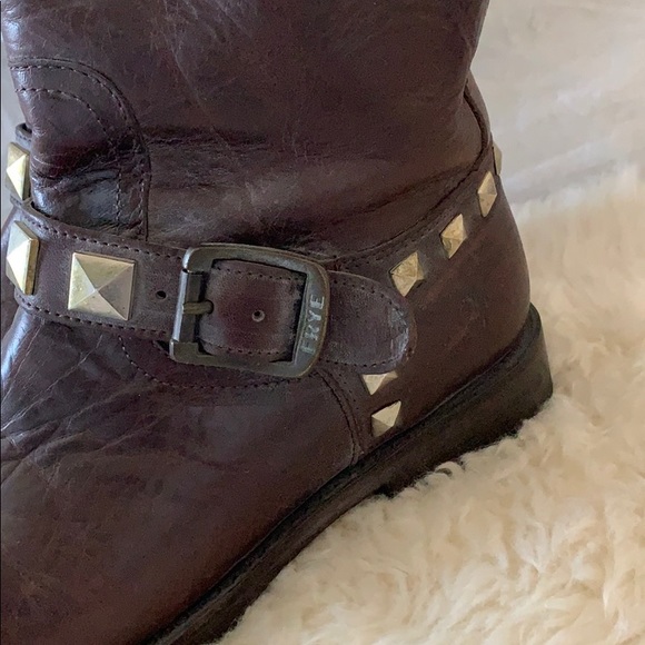 Frye Rogan Studded Motorcycle Boots 7.5 - Picture 4 of 6